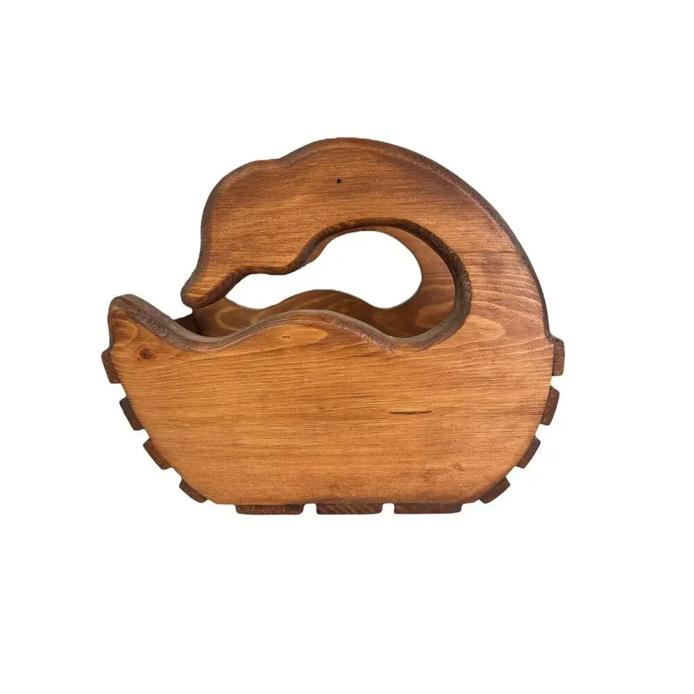 Handmade Wood Duck Slat Basket Cottage Core Grandma Core 9x7” signed